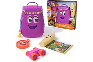 Dora - Sac À Dos + Accessoires - Sac D'Aventure avec Carte, Jumelles & Boussole - Faites Bouger Ses Yeux Et Sa Bouche - Dessin Animé Jouet Maison De Poupée - Jouet Enfant 3 Ans Et +