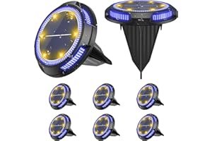 ‎ASPERX AsperX Solar Bodenleuchten 8 Stück 10 LEDS Solarlampen für Außen Garten IP65 Wasserdicht Solar Gartenleuchten Kunststoff Solarlampe für Deck, Garten, Gehweg, Rasen, Hof, Warmweiß+Blau