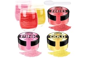 HXDZFX Edible Glitter - 3 Colours 100% Edible Glitter for Cakes, Gold, Pink, Red, Edible Glitter for Drinks, Cake Decorations, Chocolates, Muffins, Cocktail, Cream, etc (4g Each)