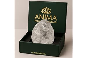 ‎ANIMA Anima Bergkristall – Groß 4–5 cm Naturbelassener Rauer Klarer Quarz stein für Klarheit, Energie & Verstärkung – Ethisch Gewonnen, Präsentiert in Eleganter Geschenkbox