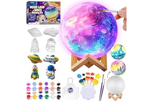 LAOESE Paint Your Own Moon Lamp Kit, Cool Gifts DIY 3D Space Moon Night Light, Arts & Crafts Kit for Kids Ages 8-12 Girls Boy Birthday Presents
