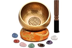 The7boX Ensemble de bols chantants tibétains, bol chantant de méditation, bol de processus fait à la main, en laiton, méditation de yoga