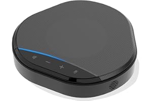 AILOMIE Altoparlante da Conferenza 360°con Microfono, 2×Microfoni IA, Cassa da 5 W, AEC/ANS/AGC, USB 2.0 Plug & Play, Conference Speaker per 5-10 Persone e Stanze Fino a 20m²