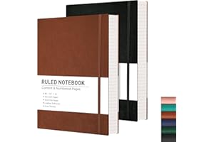 RETTACY B5 College Ruled Notebook 2 Pack - Softcover Composition Notebooks 408 Numbered Pages for Writing, 100gsm Lined Paper, for Women Men Work School, 19 x 25 cm - Black Brown