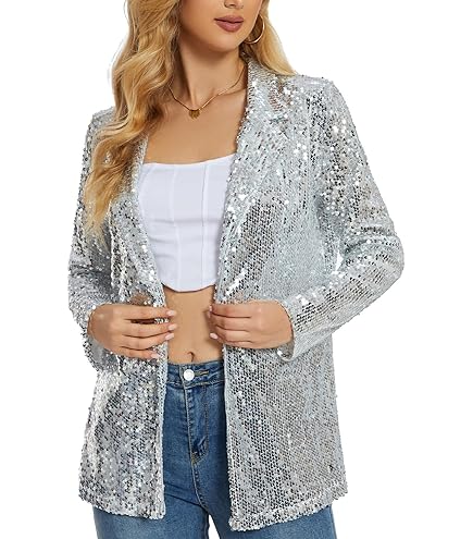 Pailletten Blazer Damen - Glitzerjacke Für Partys & Karneval | 80er Style