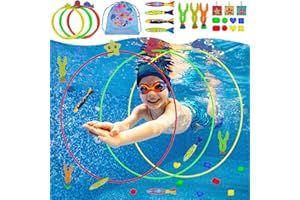 JATEKA Kinder Pool Spielzeug, 24 Stück Schwimmbad Tauchspielzeug Set, Unterwasser Tauchringe, Tauchjuwel und Tauchender Torpedo etc, für 4-12 Jahren Jungen Mädchen