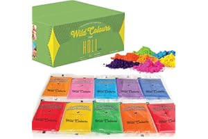 PICK N SAVE TOTA Premium Holi Colours - Holi Giftbox - Holi ke Rang - 100% Natural & Child Safe - Lab Tested Certified - 10 Vibrant Colours & Smooth Texture (50g [Pack of 10])