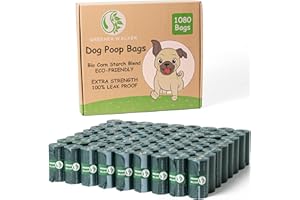 GREENER WALKER Poop Bags for Dog Waste-1080 Bags,Extra Thick Strong 100% Leak Proof Biodegradable Dog Waste Bags (Deep Green)