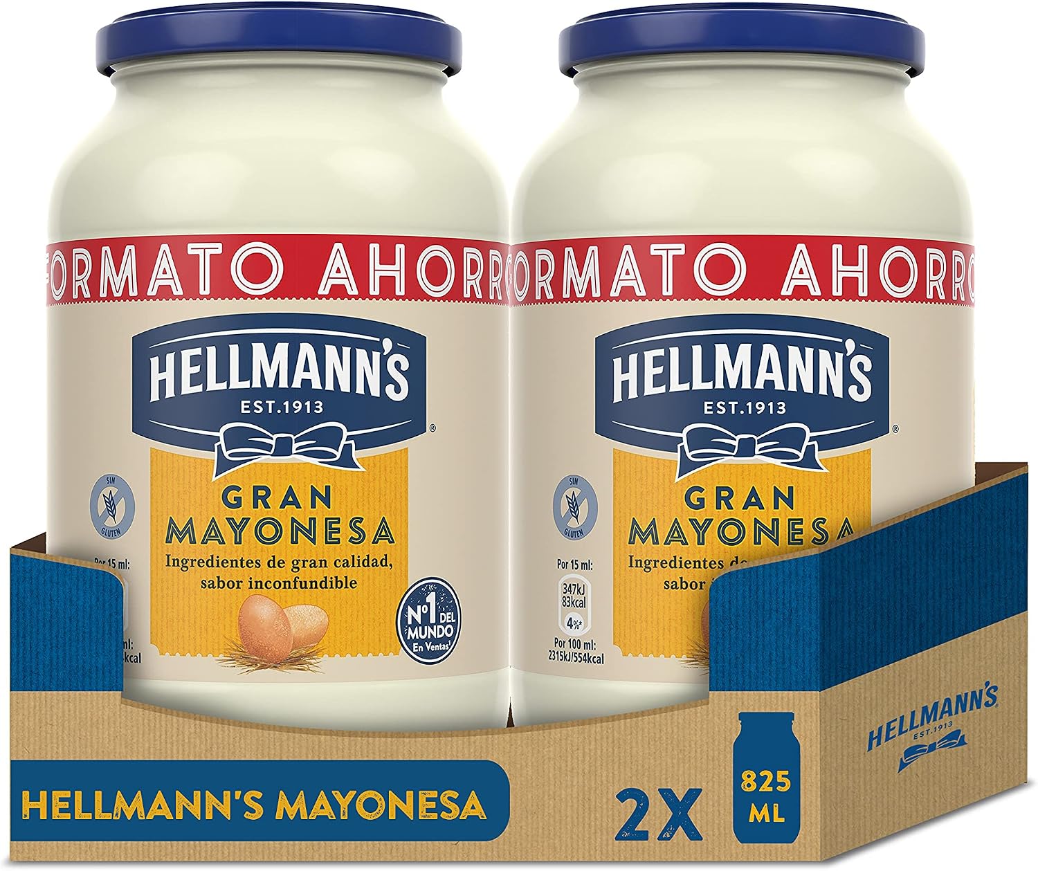 Hellmann's Gran Mayonesa Tarro 825ml - Pack de 2