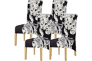 Leorate XL Size Chair Covers Dining Chair Slipcovers Printing Stretch Chair Slipcover Kitchen Party Home Decor Color-897 Pack of 4