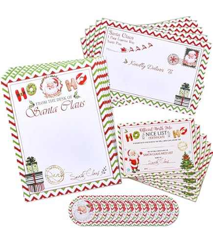 Santa Claus Official Letter & Certificate Kit - 24-Piece Set With Envelopes & Stickers