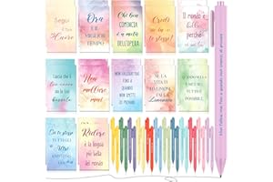 Tenare 24 Set Regali di Ringraziamento per Colleghi Natale 24 Piccoli Quaderni con Frasi Motivazionali Mini Taccuini Tascabili 24 Penne Sfera Ispiratrici per Appunti Scuola Ufficio Laurea(Acquerello)