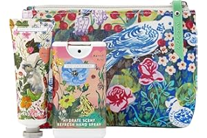 Vintage & Co Beauty X Nathalie Lete Myrtle Woods Cosmetic Pouch Set | 30ml Hand Cream & 15ml Hand Spray | Cruelty Free & Vegan Friendly | Travel Friendly Sizes | 3 x 30ml