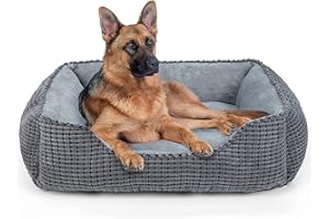 JOEJOY XL Dog Bed Large Washable Grey Pet Bed, Sraised Hund Dog Bed Or Cats Super Soft Comfy Wool Fleece PP Cotton Made Into A Hund Dog Beds For Labradors