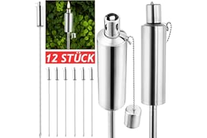 GARDEBRUK Deuba 12x Antorchas de Jardín de Aceite Acero Inoxidable 115cm Iluminación Exterior Mecha Fibra de Vidrio
