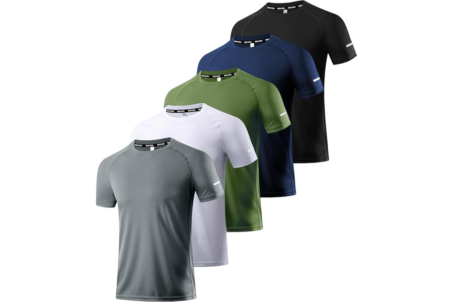 Boyzn 1, 3, 5 or 7 Pack Men's Workout Running Shirts, Dry Fit Moisture Wicking T-Shirt, Gym Athletic Short Sleeve Tee Shirts