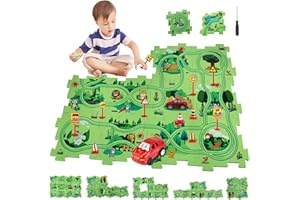 UCAMP Auto Tor Wyścigowy 12 szt. DIY Puzzle Tor dla Samochodów, Zabawka Edukacyjna z Samochodem na Tor dla Dzieci, Prezent dla Chłopców i Dziewczynek w Wieku 2 3 4 5 6 7 lat (Wersja Krajowa)