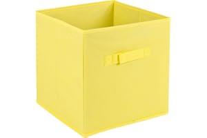 URBNLIVING URBN Living Collapsible Storage Cube Drawer Box with Carry Handles (Yellow - Medium)