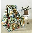 Ravaiyaa - Attitude is everything Handmade Owl Printed Cotton Throw Decorative Machine Quilted Soft Blanket Throw (50"x70", White Base On Multicolor)