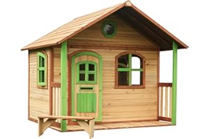 AXI Milan Maison Enfant en Bois FSC | Maison de Jeux pour l'extérieur/Jardin en Marron & Vert | Maisonnette/Cabane de Jeu avec des fenêtres