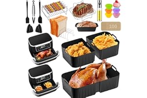 EXSIVEMY Airfryer Zubehör für Ninja Foodi Flexdrawer 10,4 l Heißluftfritteuse AF500EU AF500EUCP, 1×10.4L and 2×5.2L Silikonform Heissluftfritteuse AF500de, Weiteres Zubehör im Lieferumfang Enthalten