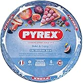 Pyrex Classic Bake & Enjoy Glass Quiche Flan Dish 25cm 1.1 Litre Transparent (Pack of 2)
