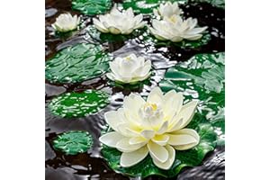 FFNIU Lot de 9 tapis de lys artificiels en mousse flottante réaliste pour étangs, jardin, terrasse, étang