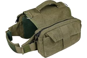 3DTengkit Dog Backpack- Dog Pack Hound Dog Saddle Bag,with 2 Capacious Side Pockets for Large and Medium Dogs (L, Army green)