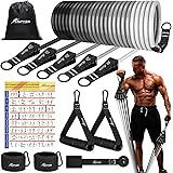 Elastici Fitness, Bande Elastiche Fitness con Maniglie e 5 Livelli di Bande di Resistenza da Lattice Naturale per Allenamento