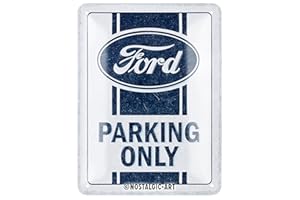 Nostalgic-Art Retro tabliczka z blachy, 15 x 20 cm, Ford – Parking Only – Pomysł na prezent dla miłośników Forda, Official License Product (OLP), z metalu, Styl vintage