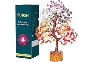 SUBSH 7 Chakra Crystal Tree of Life - Gemstone Tree - Crystals Gifts - Crystals and Healing Stones - Crystal Trees For Positive Energy (10-12 inch)