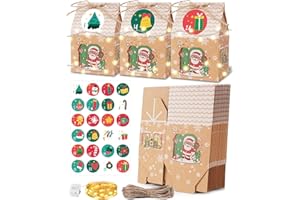 GRANDFUN DIY Adventskalender zum Selber Befüllen Kinder : Bonus LED Adventskalender Tüten zum Befüllen Groß, Weihnachtskalender zum Befüllen Adventskalender Häuschen Adventskalender zum Befüllen Kinder