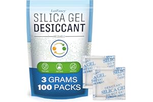 LotFancy Silica Gel Sachets 3g 100 Packs, Desiccant Bags Reusable Moisture Absorber for Food or Filament Storage