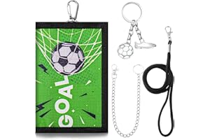 Yamitora Fußball Brustbeutel Kinder, Jungen Geldbeutel mit Metall Fußball Schlüsselanhänger, Geldbörse Kinder Set Karten Brustbeutel für Teenager Jungs Mädchen