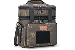 HSHRISH Borsa termica porta pranzo tattica, borsa frigo pranzo grande isolata a doppio strato per uomini adulti, impermeabile e durevole, ufficio, picnic all'aperto 15L, Nero mimetico