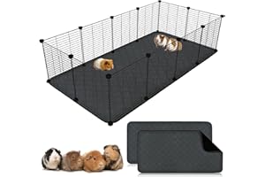 RANYPET Lot de 2 Tapis pour Cage De Cochon d'Inde Lavable Etanche Antidérapant Couverture Absorbant pour Petits Animaux Lapin Nain Chinchilla Hérisson (L （120 x 60CM）, Noir)