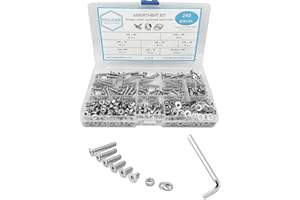 NOLDAR Inbusschrauben Sortiment mit Senkkopf, Sechskantmuttern und Unterlegscheiben, 240 Stück, metrisch M6, Längen von 12 mm bis 40 mm