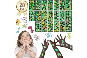 YESLUSY Tattoo Kids 20 Leaves, Luminous Kids Tattoos Temporary Stickers, Tattoos Kids Skin Friendly, 4 Series Mixed Pattern Tattoo Stickers, para Niños Regalos para Niños y Niñas (Luminous)