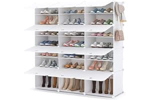 HOMIDEC Meuble Chaussure, 7 Niveaux Rangement Chaussure 42 Paires Etagere Chaussure avec Porte, Armoire a Chaussures pour Entrée Salon Chambre, Blanc