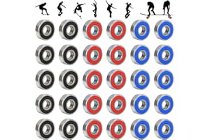 Cutefly 30stk 608RS Kugellager Reibungsfreie Skateboard Wheels Longboard Roller aus Kohlenstoffstahl Scooter Miniatur Rillenkugellager für Rollschuhe Inline Skates 40*ABEC-9 Schwarz Rot Blau