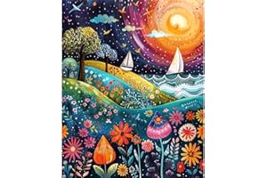 JATOK Paint by Numbers for Adults, Painting Kits for Beginners On Clear Symbols Colored Canvas, Easy DIY Acrylic Pigment Drawing Paintwork for Home Wall Decor, 16x20in Frameless, Starry Night