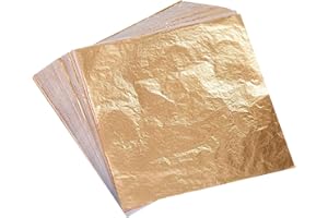 Wadities Hojas de Oro de Imitación - 100 Hojas de Oro - 14 x 14 cm Hoja de Oro Multiusos para Arte y Proyectos de Bricolaje, Decoración de Paredes, Interiores y Multiartística (Oro Champán)
