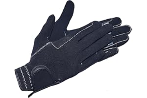 Riders Trend Horse Silicon Nubuck Suede Reithandschuhe, super Grip, Spandex/Silikon, Kr-Nubuk, Wildleder, Schwarz, Größe XL