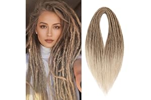 TGYHCJBY 24 Inch Dreadlocks Extensions Ombre Blonde 10Strands Handmade Dreadlock Crochet Hair Braids Synthetic thin 0.6cm Hippie Straight Double Ended Dreads Crochet Hair for Women (27/613, DE 10 Strands)