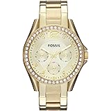FOSSIL Damenuhr Riley, 38 mm Gehäusegröße, Quarz-Multifunktionswerk, Edelstahlarmband