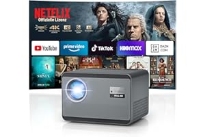 ZOOMCAT 【Netflix Certifié】 1200 ANSI Smart Vidéoprojecteur 4k Supporté avec Various Official TV Apps, Auto Focus/Correction trapézoïdale Full HD 1080P WiFi6 Bluetooth pour Home Cinema/Outdoor Handy Projecteur