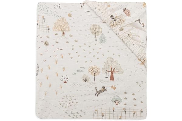 Jollein spännlakan jersey – för småbarnsäng – Tiny Park – 70/75 x 140/150 cm – spännlakan bomull – dra-på-lakan – Oeko-TEX certifierad