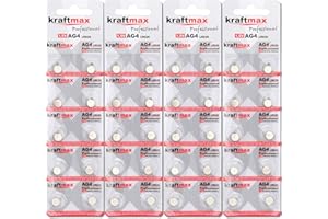 kraftmax Zestaw 40 ogniw guzikowych typu 377 (AG4 / LR626 / LR66) Bateria o wysokiej wydajności / bateria do zegarka 1,5 V do zastosowań profesjonalnych - najnowsza generacja