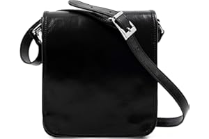 Time Resistance Bolso Bandolera de Piel para Hombre - Tipo Mensajero con Cuero de Vachetta, Hecho a Mano en Italia - Ideal para Llevar Todo lo que Necesitas
