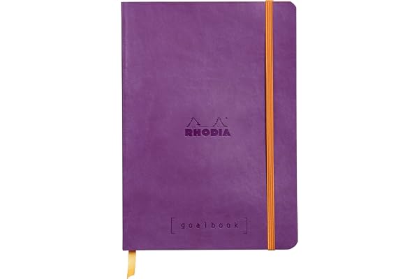 RHODIA 117750C - Carnet Souple Goalbook Violet - A5 14,8 x 21 cm - Pointillés Dot - 240 pages - Papier Clairefontaine Ivoire 90 g/m² - 2 Rubans, Fermeture Élastique - Simili Cuir